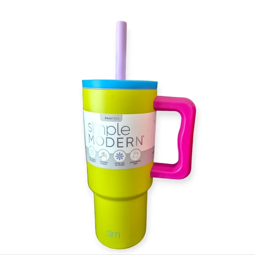 New Simple Modern Tumbler Colorblock Water Bottle RARE Colorful Straw Cup - Picture 4 of 4
